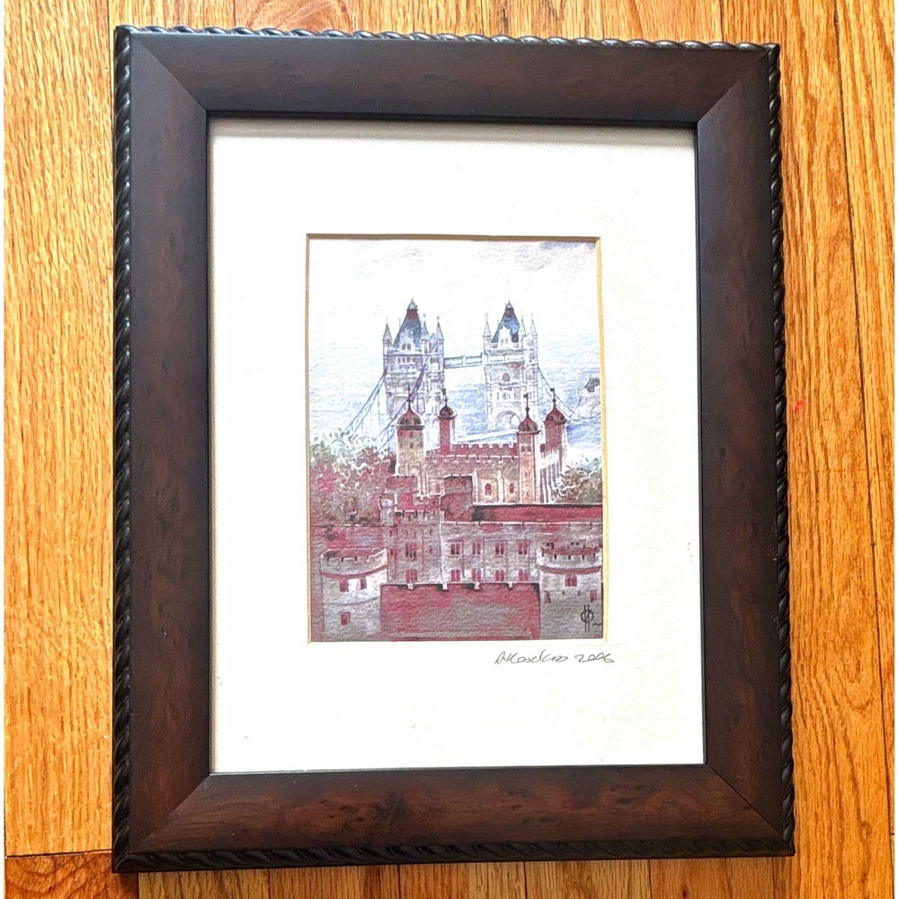 Framed Mads Stage Art Print – London View (Tower Bridge & Tower of London)12x 14